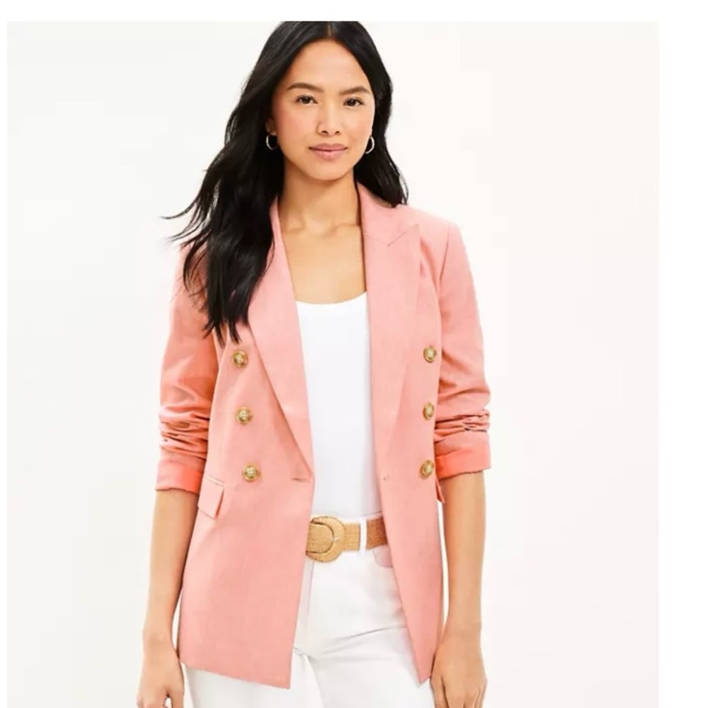LOFT Double-Breasted Peach Blazer